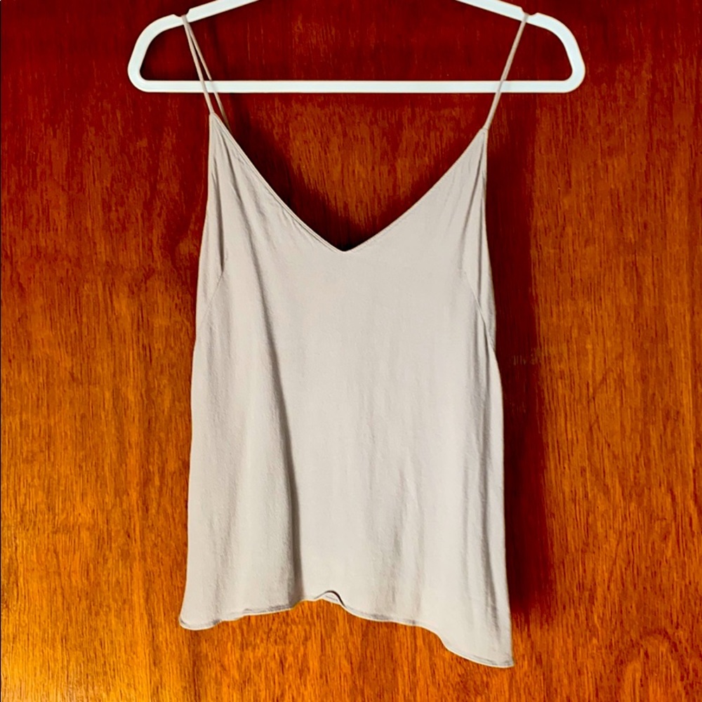 Gray light fabric spaghetti strap top
